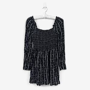 Paige Palmetto Mini Dress Small Black Granite Oakwood Floral Boho Chic Romantic